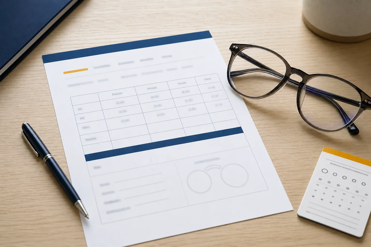 What Does ADD Mean on an Eye Prescription? A Plain-English Guide Eyeglass prescription, pen and prescription glasses on an optician’s desk